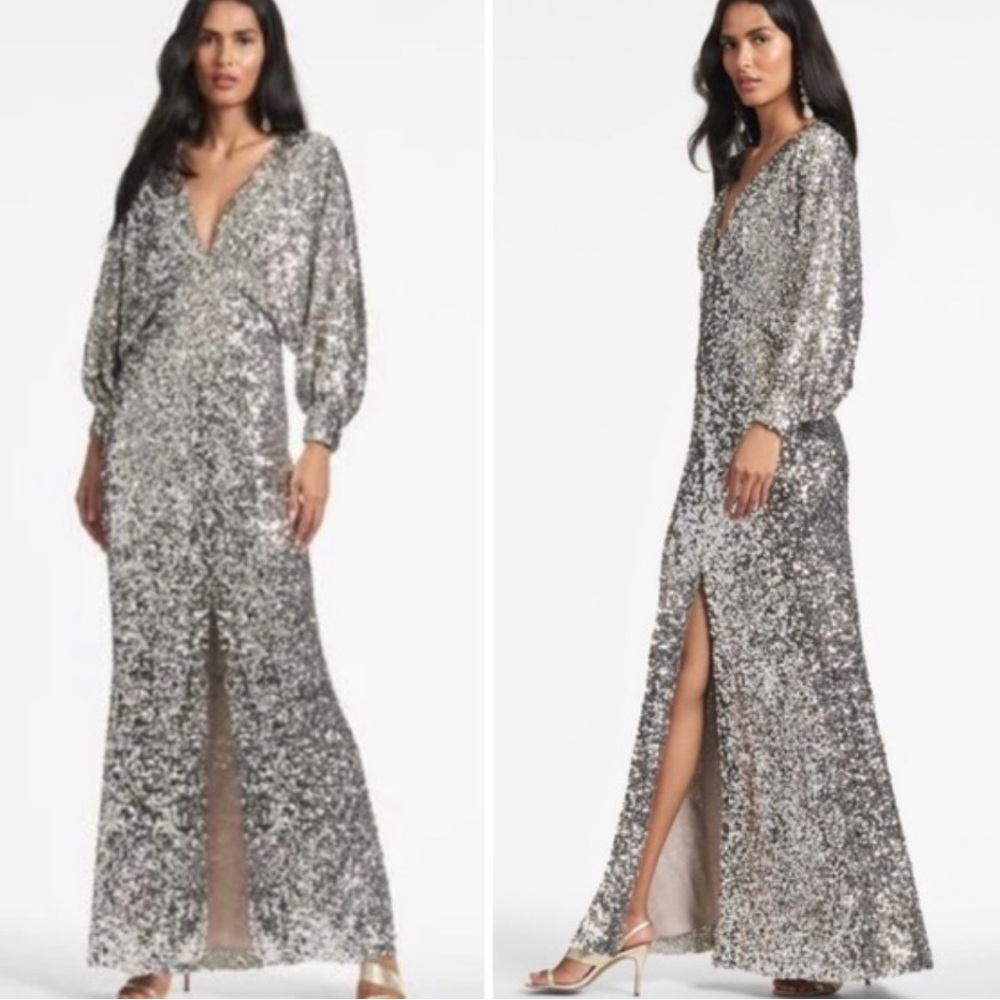 Sachin & Babi Gabby Gown Silver